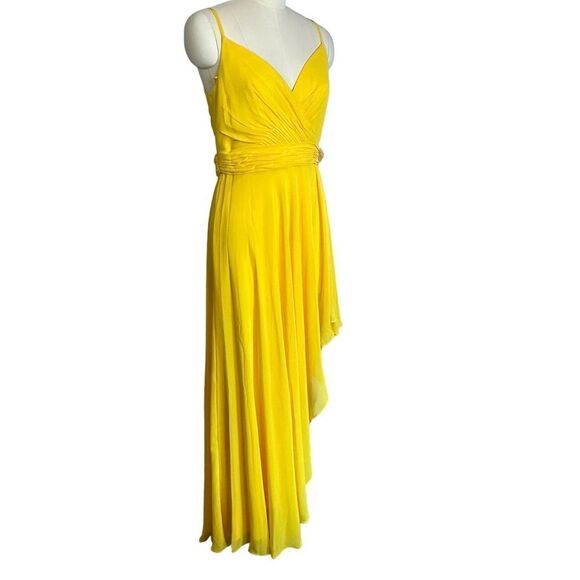 Ieena for Mac Duggal Marigold Chiffon High Low Cocktail Dress | Size 8 - Picture 9 of 13